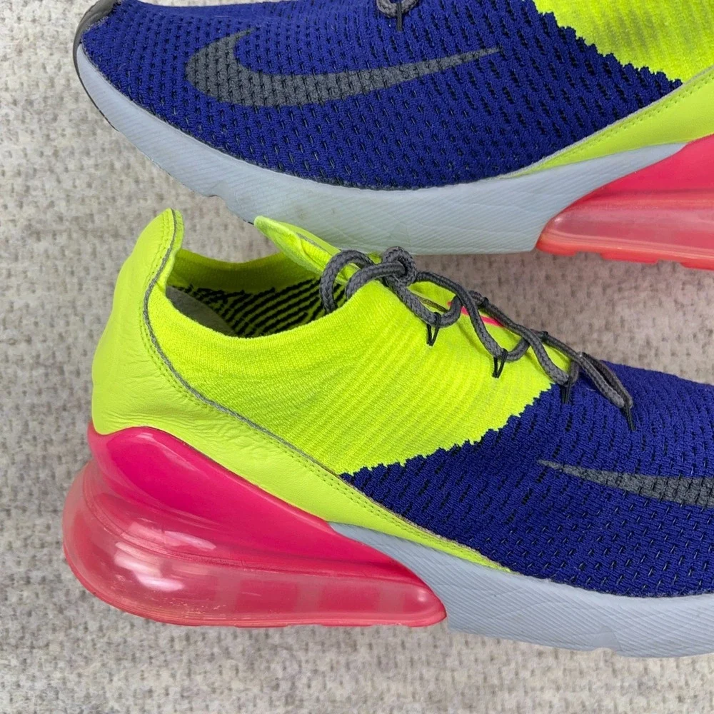 Nike‎ Air Max 270 Flyknit Men's 10.5 Blue Pink Green Volt A01023-501